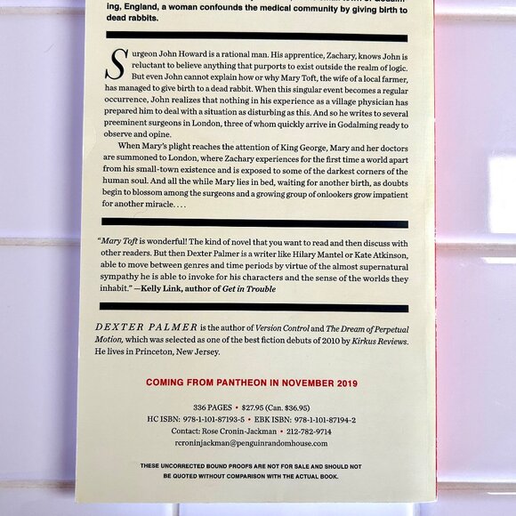 Uncorrected Bound Proof, Mary Toft; or, The Rabbit Queen, A Novel - Excel. Cond. - Picture 3 of 9